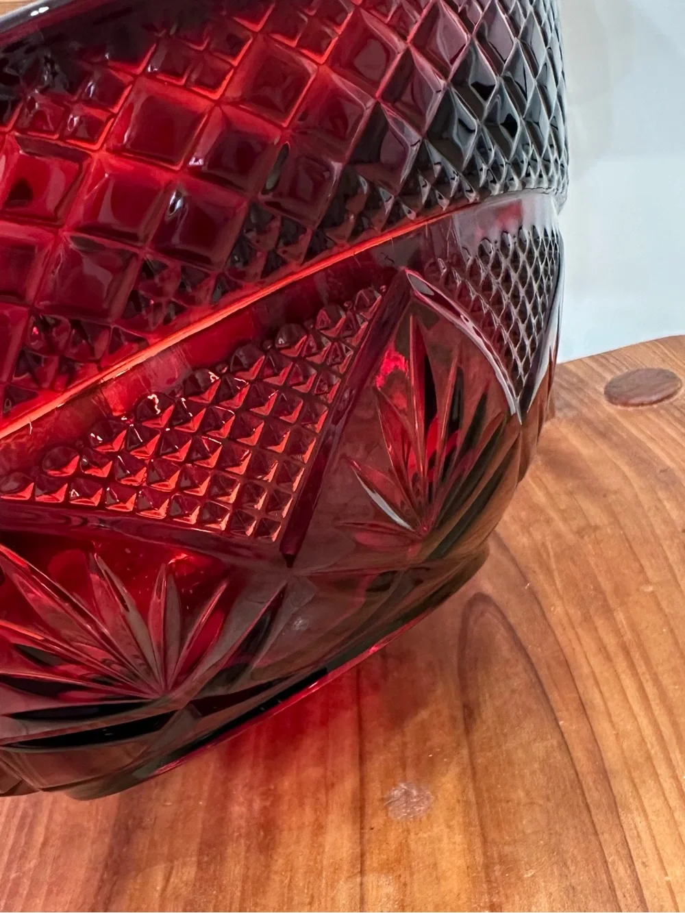 Cristal D'Arques-Durand Antique Ruby Salad Bowl Retro